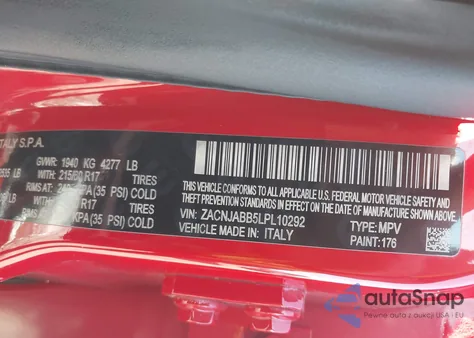 2020 Jeep Renegade Latitude Fwd из США, поврежденный, VIN ZACNJABB5LPL10292